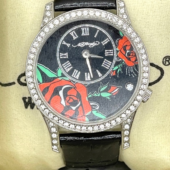 Ed Hardy Women's Antoinette Watch Black Face With Box NEW BATTERY RUNS - Picture 1 of 16